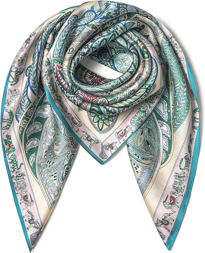 SHIROUYU 100% Pure Mulberry Silk Scarf 35" Large Square Lightweight Headscarf –Women’s Hair W... | Amazon (US)
