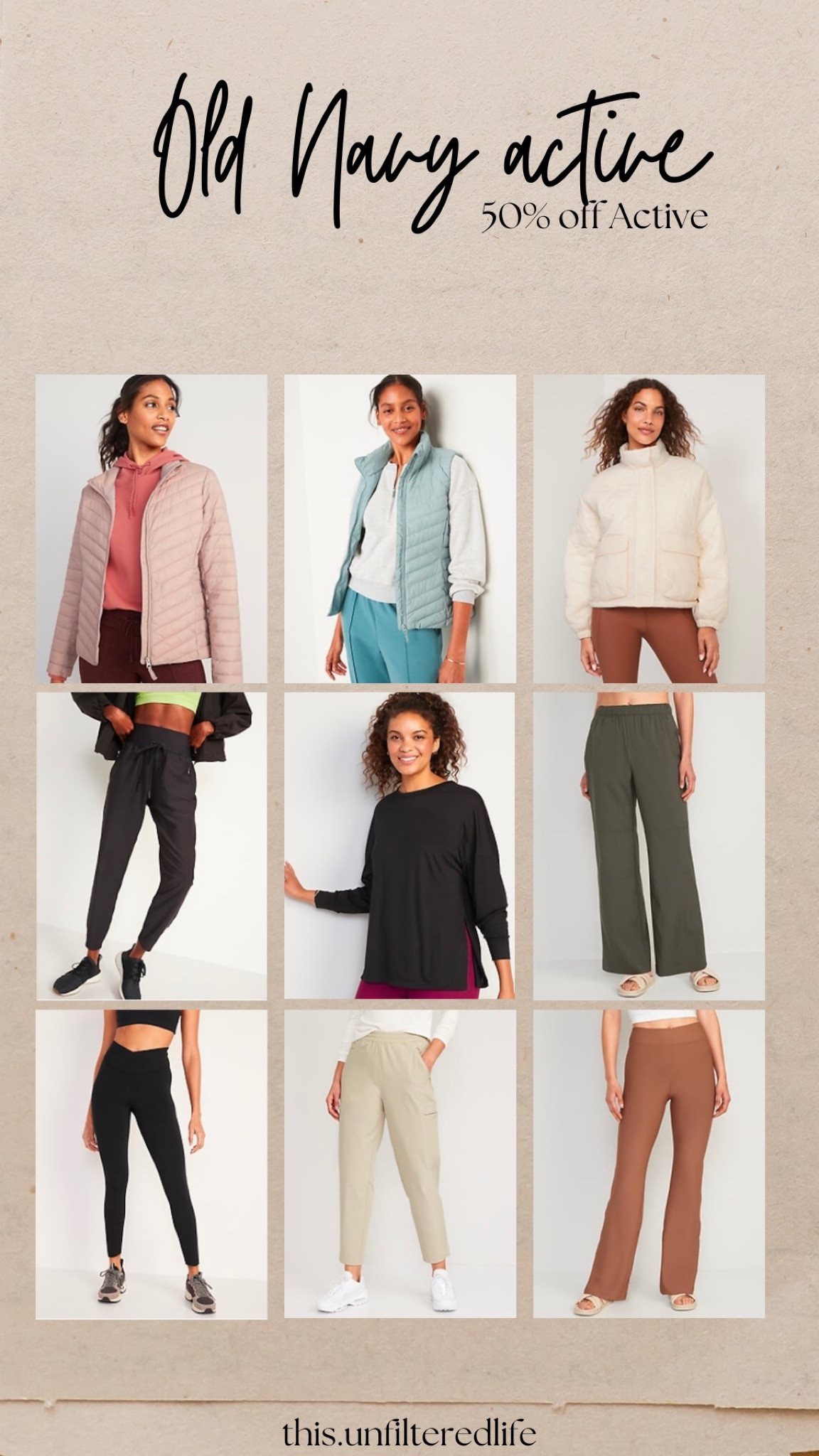 50% off all navy athletic wear ends tonight!

Women’s athletic wear, joggers, puffer vest, puffer, jacket, wide, legged, yoga, pants, quarter zip sweatshirt  #ltkfit

#LTKcurves #LTKsalealert #LTKstyletip