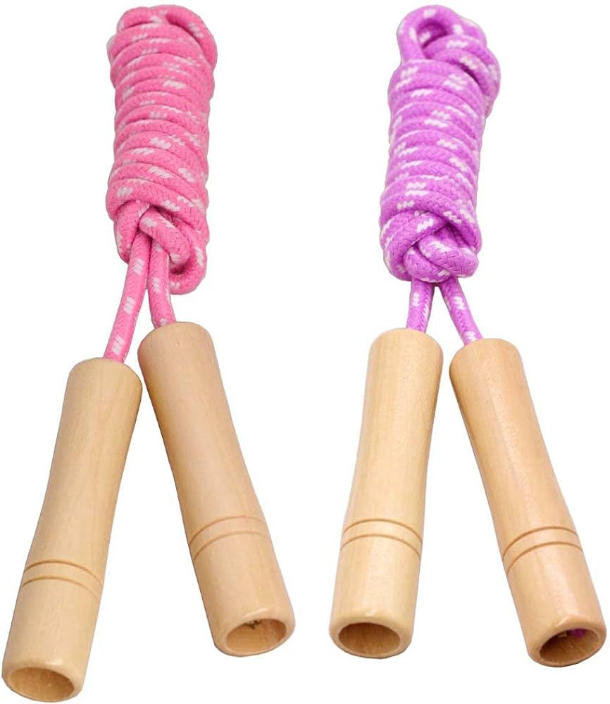Cotton Jump Rope for Kids, Adjustable Toddler Skipping Rope with Wooden Handle, 2 Pack Student Ju... | Amazon (US)