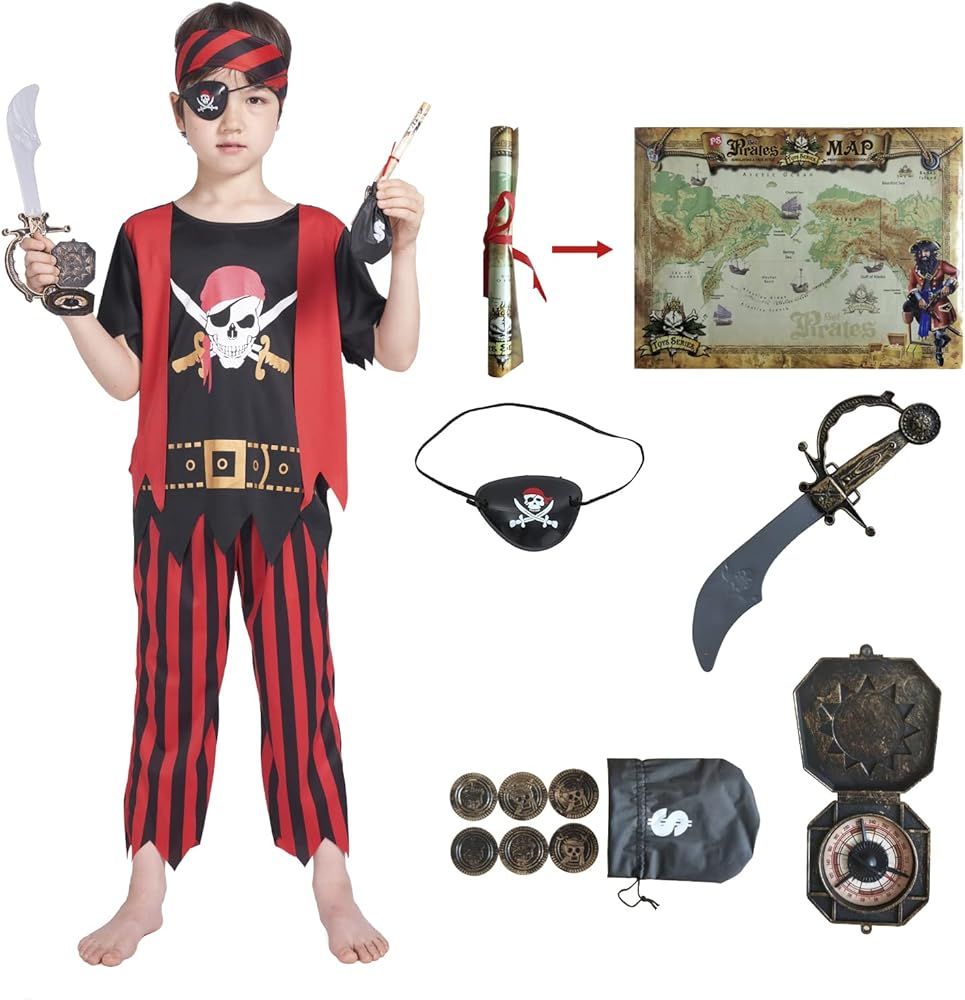 Kids Pirate Costume Buccaneer Princess Costume Pirate Lass Costume Pirate Role Play Dress Up Set | Amazon (US)