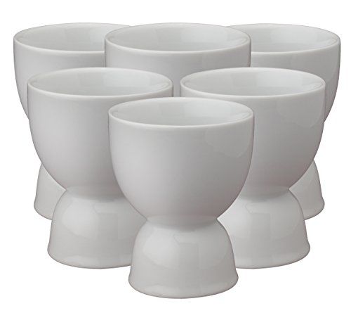 HIC Double Egg Cups, Fine Porcelain, White, Set of 6 | Amazon (US)