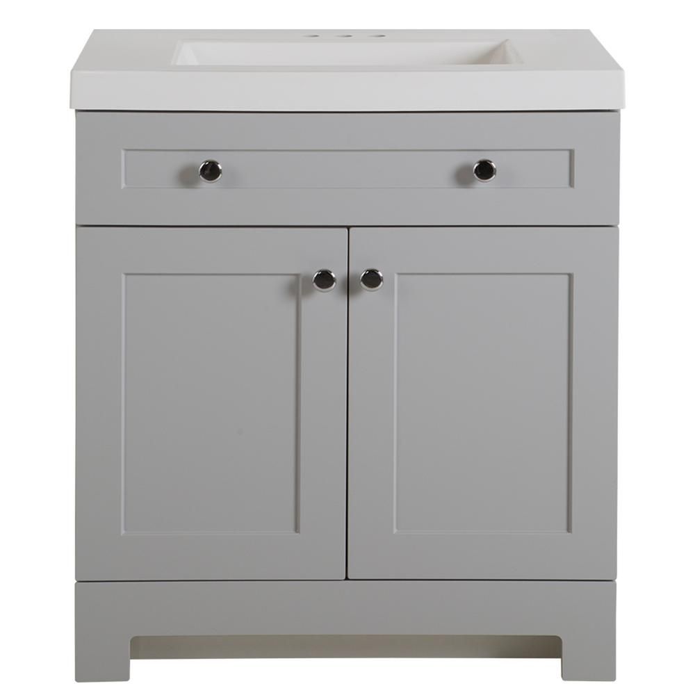Glacier Bay Everdean 30.5 in. W x 19 in. D x 34 in. H Vanity in Pearl Gray with Cultured Marble V... | The Home Depot