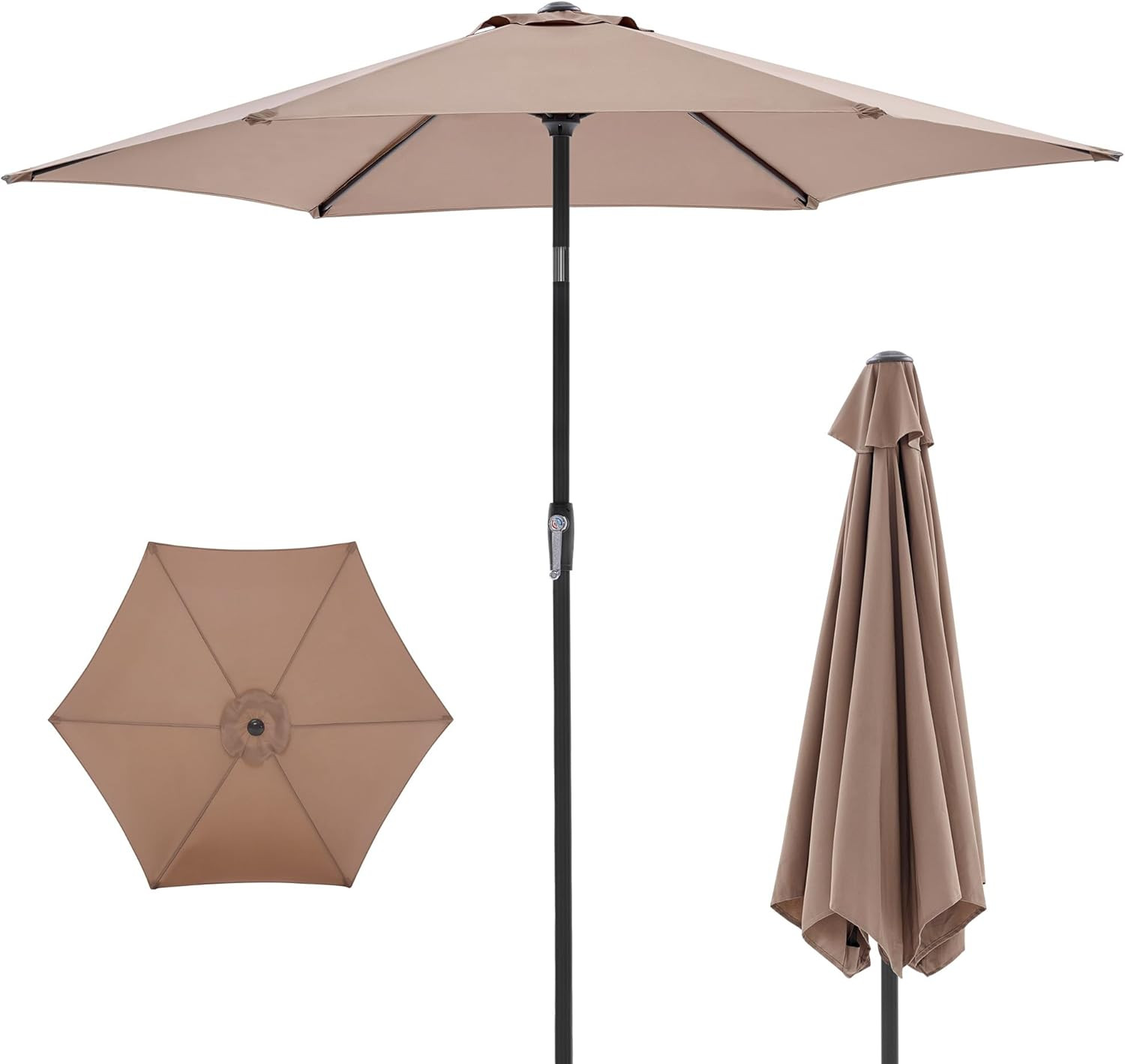 OLIXIS 7.5ft Patio Umbrella with Tilt and Crank Button & 8 Sturdy Ribs Waterproof, Patio Table Um... | Amazon (US)
