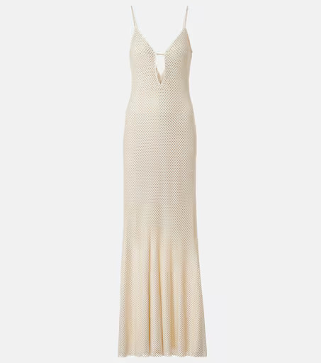 Rhinestone-embellished mesh maxi dress | Mytheresa (UK)