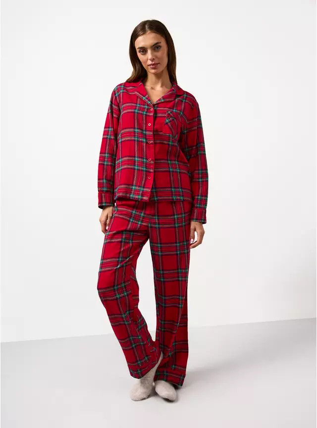 Matching Family Women's Christmas Red Check Traditional Pyjamas 20 | Tu Clothing
