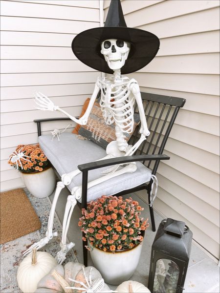 Halloween home decor for your front porch!! Walmart finds - Walmart home - skeleton decor - black lanterns 

#LTKHalloween #LTKhome #LTKunder50