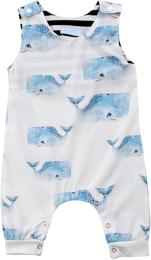 Pudcoco Toddlers Baby Boys Girls Sleeveless Cartoon Animals Print Romper Jumpsuit Summer Bodysuit | Amazon (US)