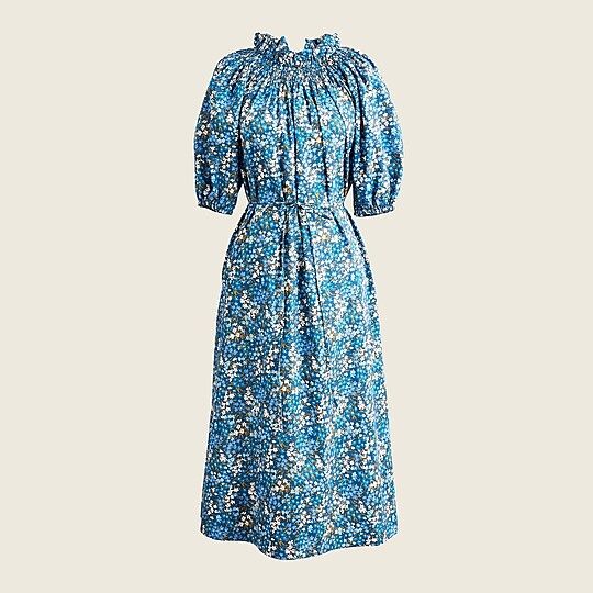 Smocked neck puff-sleeve dress in Liberty® Sea Blossoms | J.Crew US