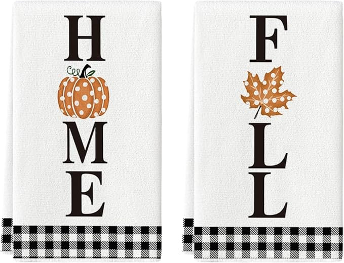 Artoid Mode Buffalo Plaid Pumpkin Home Fall Kitchen Towels Dish Towels, 18x26 Inch Seasonal Maple... | Amazon (US)