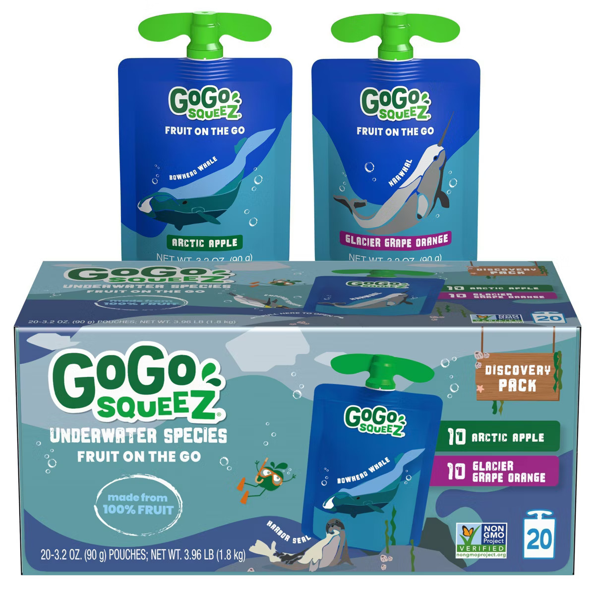 GoGo squeeZ Applesauce and Fruit Puree Discovery Variety Pack, Arctic Apple and Glacier Grape Ora... | Target