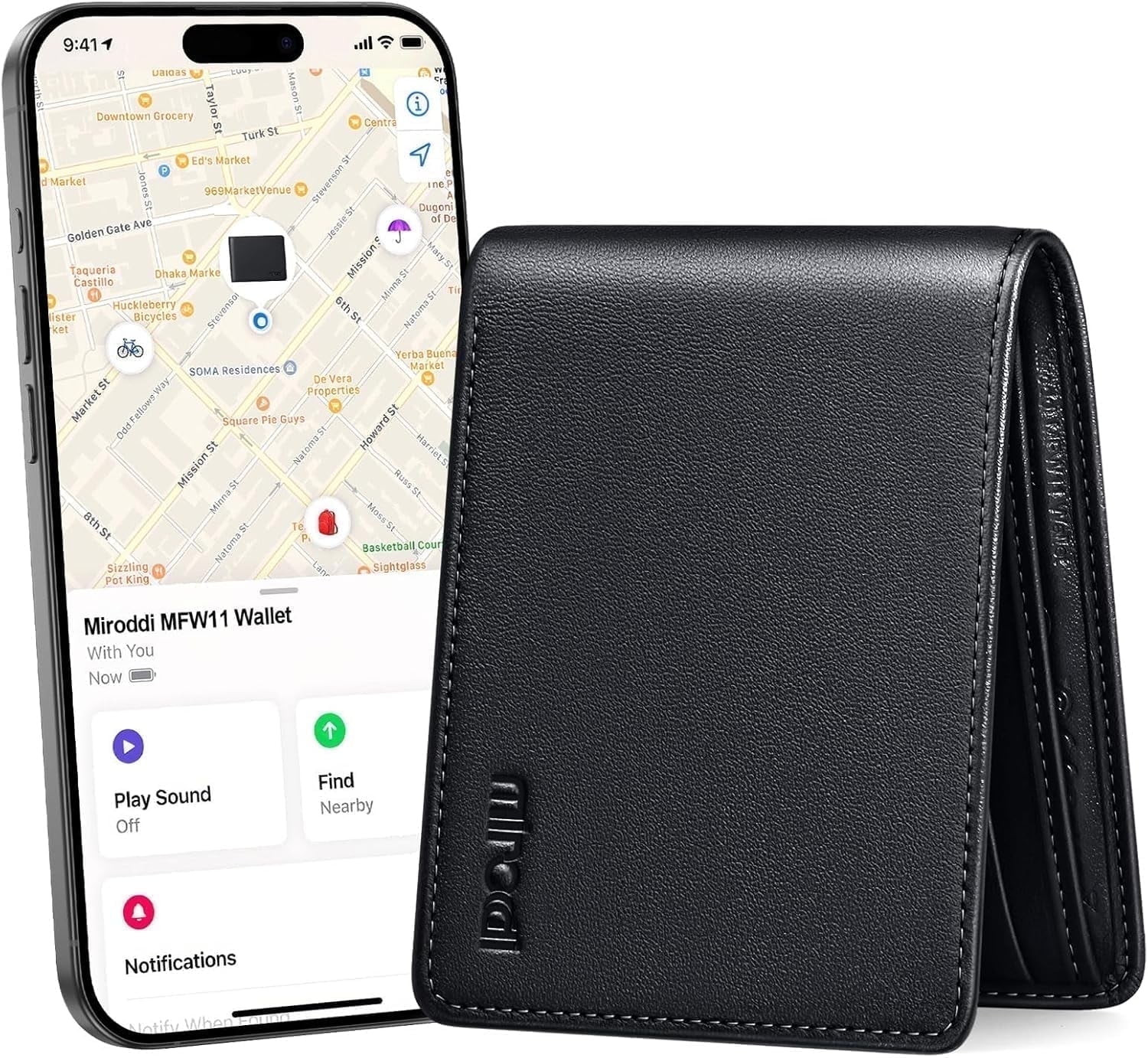Miroddi Smart Wallets for Men, Built in Tracker Works for Find My App, GPS Genuine Leather Bifold... | Walmart (US)