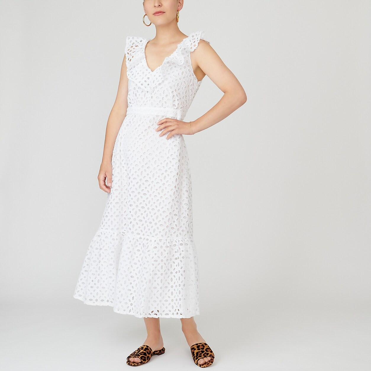 Tiered midi dress in embroidered eyelet | J. Crew US