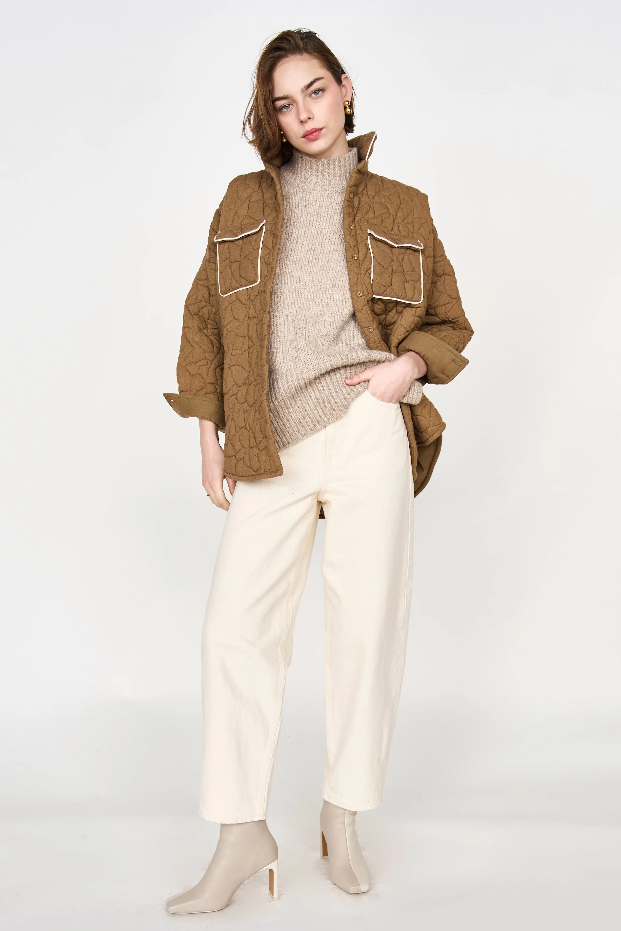 kyoto jacket in quilted tannin - MIRTH | MIRTH