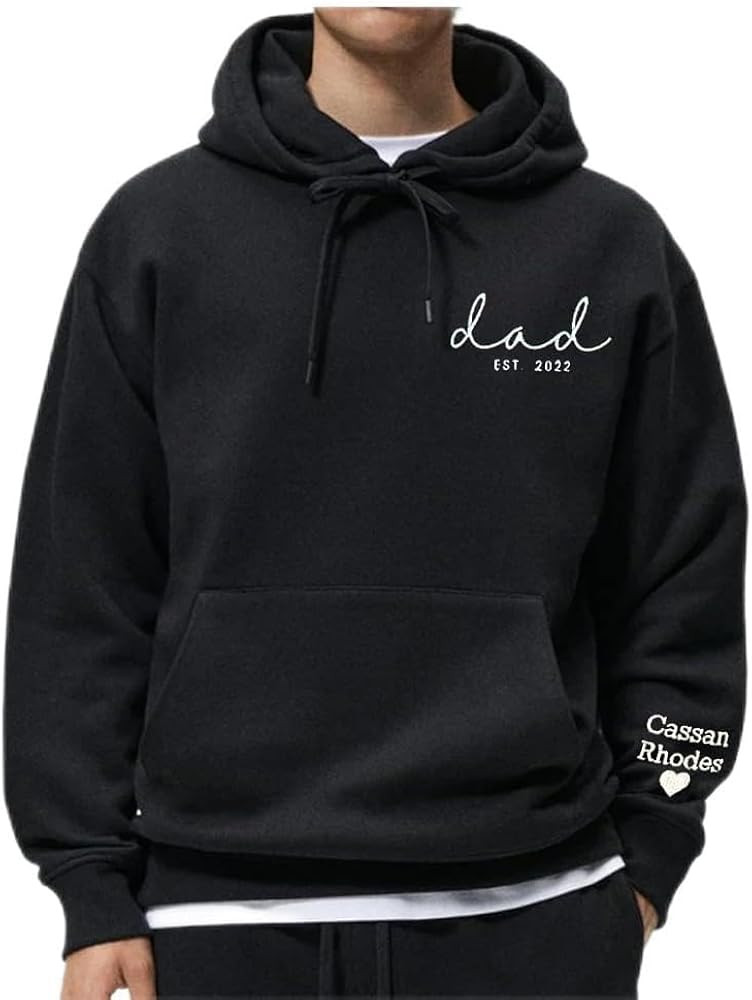 Personalized Embroidered Dad Est 2023 Hoodie, Custom Dad Embroidered Shirts, Customized Dad Est w... | Amazon (US)
