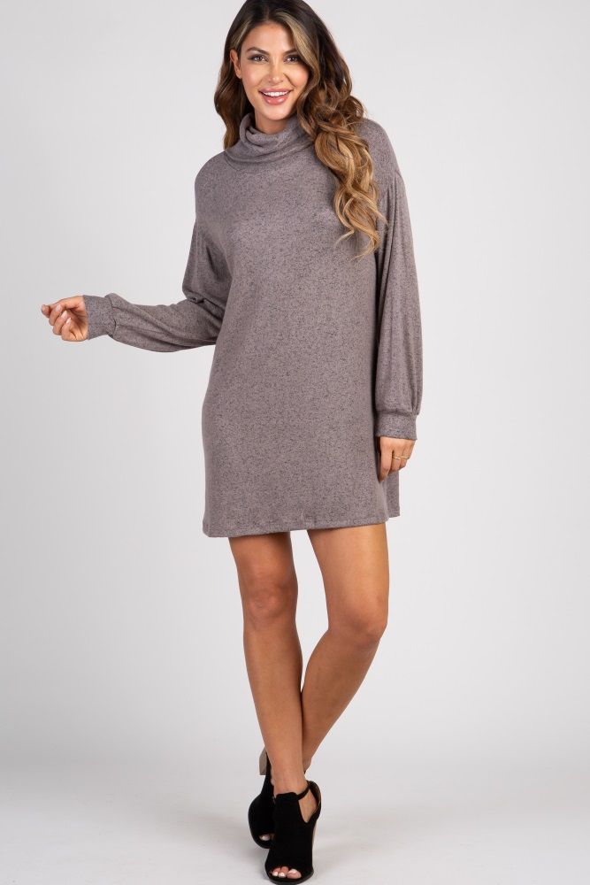 Mocha Soft Knit Cowl Neck Shift Dress | PinkBlush Maternity