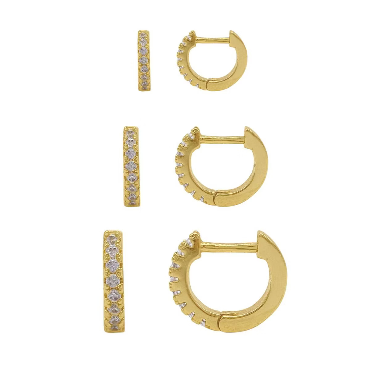 Adornia 14k Gold Plated Huggie Hoop Earring Pack | Target