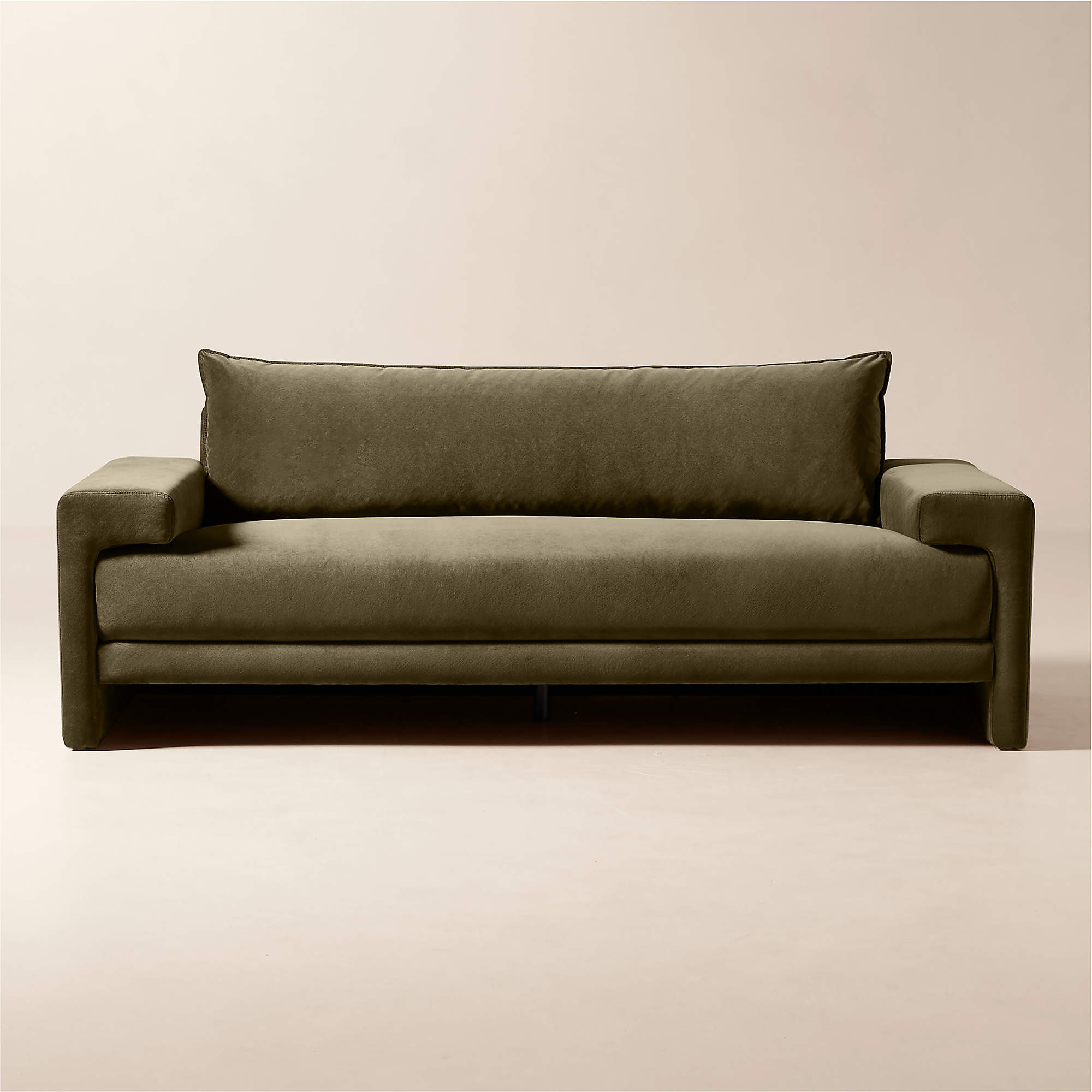 Camden 81" Moss Green Velvet Apartment Sofa + Reviews | CB2 | CB2