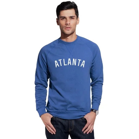 Daxton Atlanta Sweatshirt Athletic Fit Pullover Crewneck French Terry Fabric Slate Sweatshirt White  | Walmart (US)