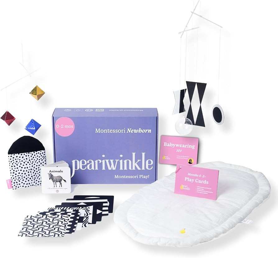 Montessori Newborn Play Box | Baby Shower Gift | Montessori Baby Toys with 6 Products, 1 Book, an... | Amazon (US)