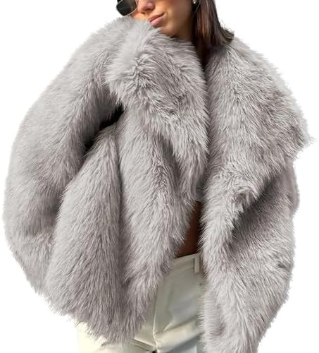 Ainangua Womens Faux Fur Coat Fluffy Long Sleeve Faux Fur Jacket Winter Warm Fluffy Coat Outerwea... | Amazon (US)