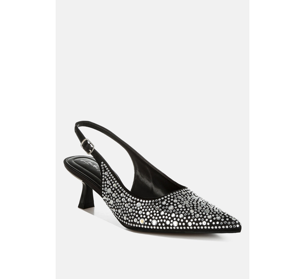 Vernaos Pointed Toe Rhinestone Slingbacks - Black | Macy's