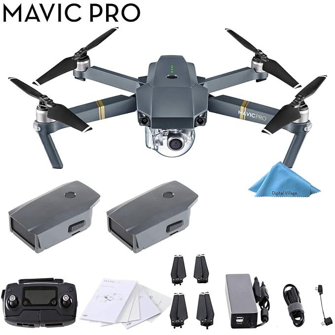 DJI Mavic Pro 4K Quadcopter with Remote Controller, 2 Batteries, with 1-Year Warranty - Gray | Amazon (US)