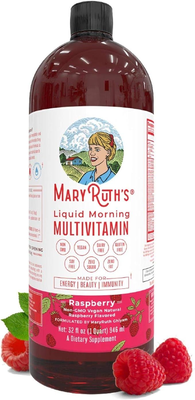 Morning Liquid Vitamins by MaryRuth's (Raspberry) Vegan Multivitamin A B C D3 E Trace Minerals & ... | Amazon (US)