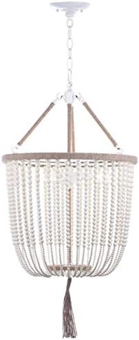 Safavieh Collection Angie Cream Boho 3 18" Adjustable Beaded (LED Bulbs Included) Pendant Light | Amazon (US)