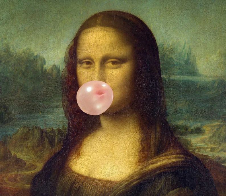 Mona Lisa Bubblegum Mona Lisa Blowing Bubblegum Artwork Mona Lisa Graffiti Mona Lisa Funny Poster... | Etsy (US)