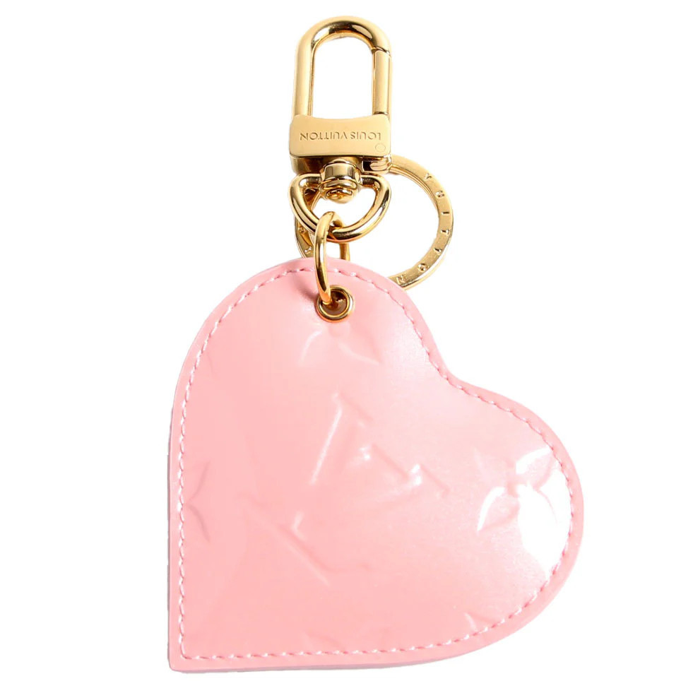 Love Lock Heart Vernis Key Ring Bag Charm Pink | Keeks Designer Handbags