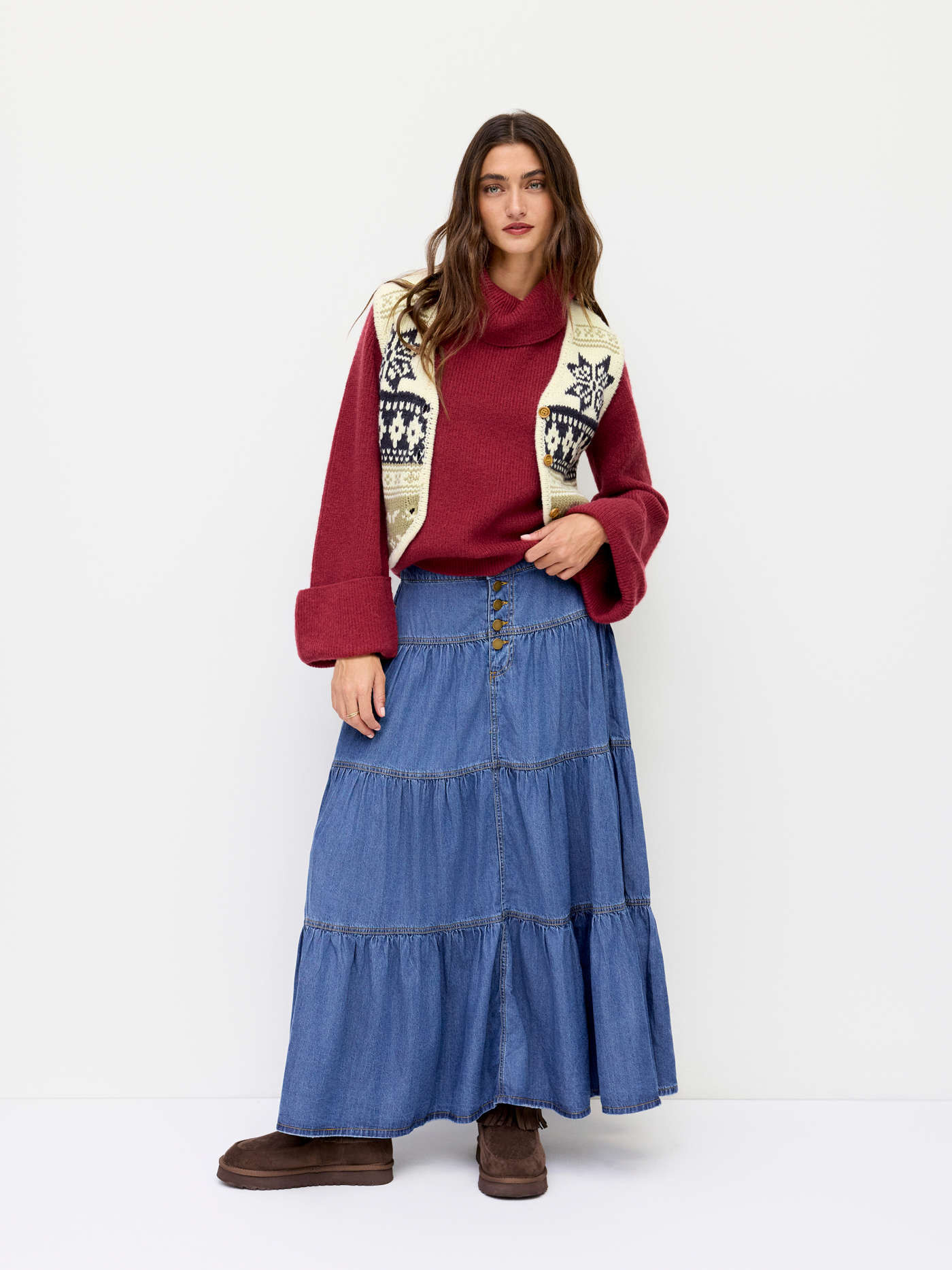 Knit Fabric Knit Turtleneck Bell Sleeve Sweater For Daily Casual | Cider