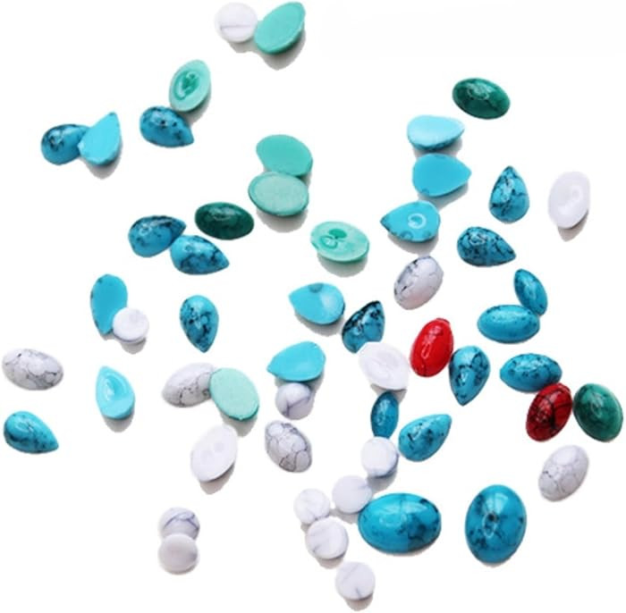 50Pcs Natural Turquoise Marble Stones Seeds Drop Shape Rock Nail Rhinestones Strass 3D Water Drop... | Amazon (US)