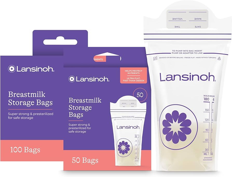 Lansinoh Breastmilk Storage Bags, 150 Count, Baby Essentials, Fast Freeze & Thaw Breast Milk Bags... | Amazon (US)