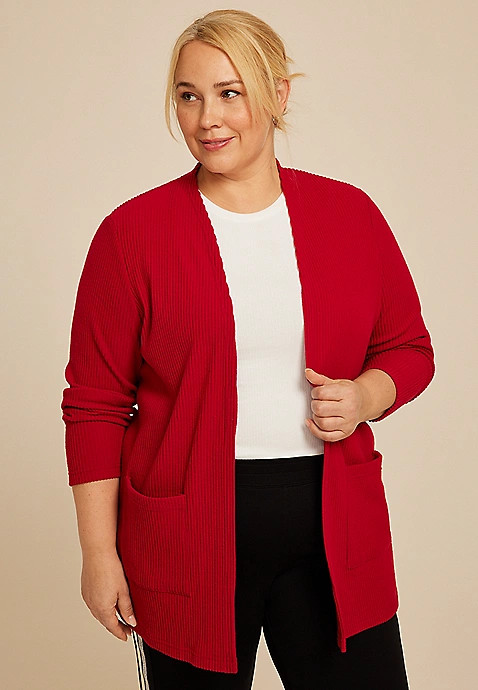 Plus Size Ribbed Open Front Cardigan | Maurices