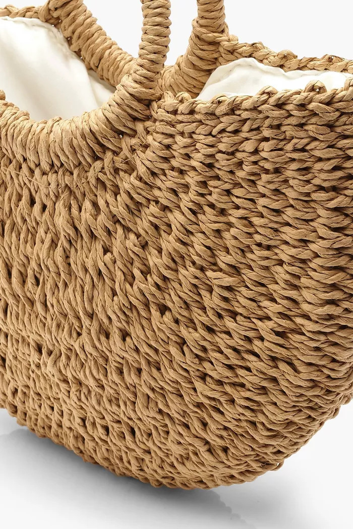 Circle Handle Straw Bag - Small | Boohoo.com (UK & IE)