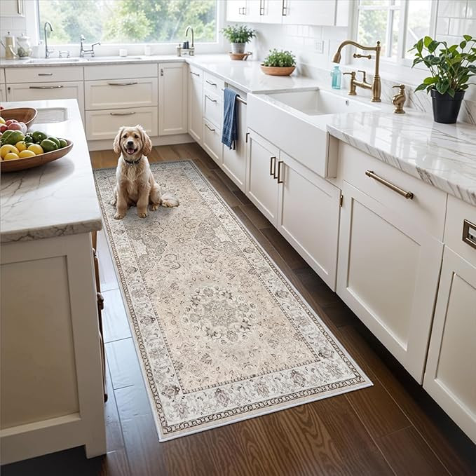 Hallway Washable Runner Rug - 3x6 Kitchen Rugs Entryway Rug Runner Vintage Soft Floor Mat Non Sli... | Amazon (US)