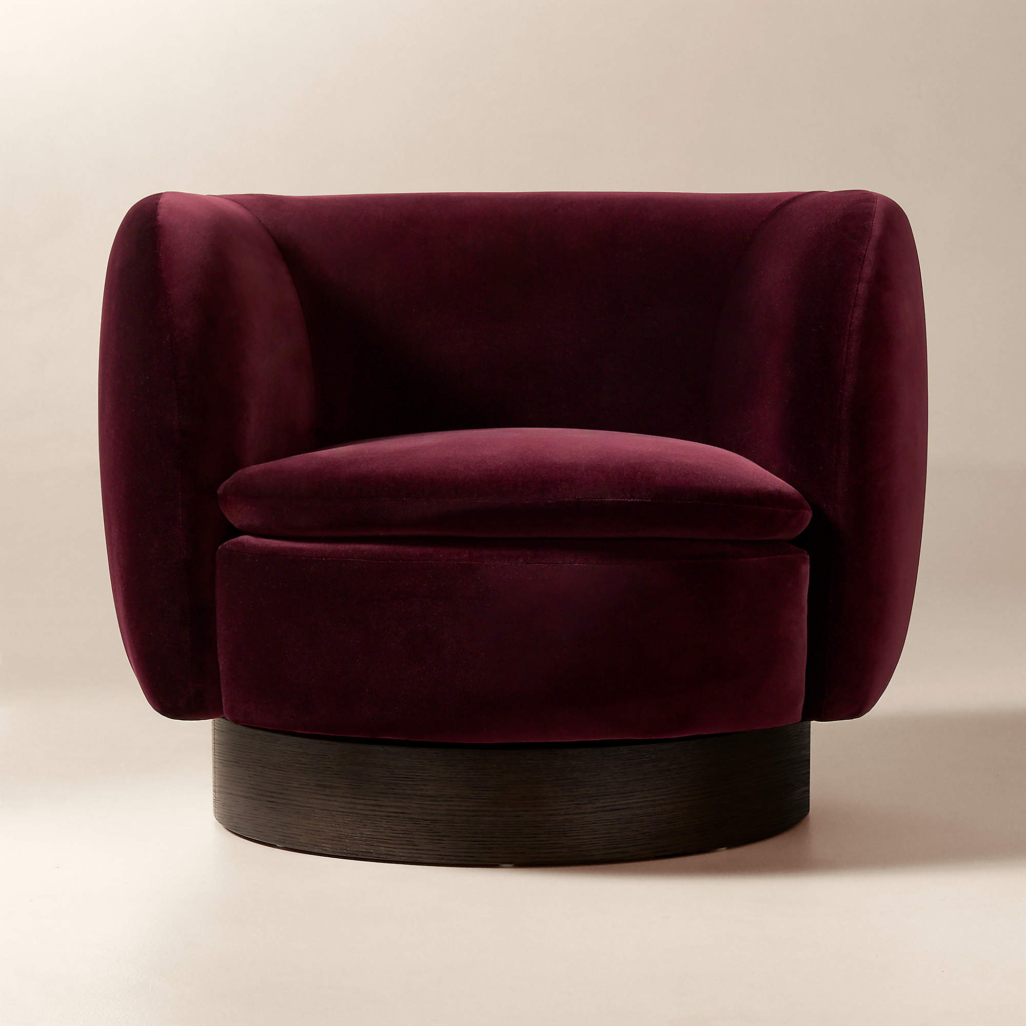 Muir Oxblood Velvet Swivel Chair + Reviews | CB2 | CB2