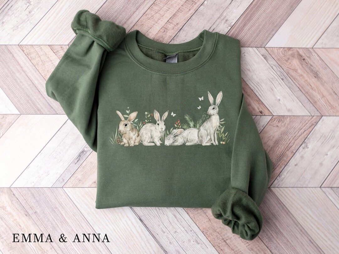 Easter Sweatshirt, Womens Easter Shirt, Rabbit Sweatshirt, Bunny Sweatshirt, Easter Sweater, East... | Etsy (US)