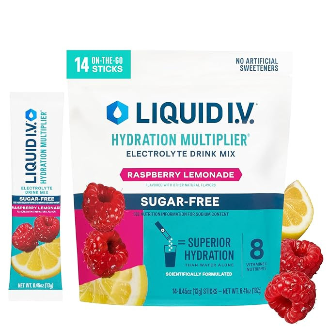 Liquid I.V. Sugar Free Electrolytes, Raspberry Lemonade,14 Count | Amazon (US)