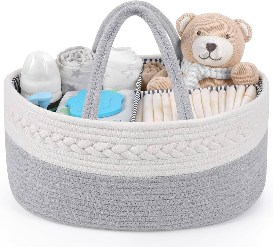 Maliton Cotton Rope Diaper Caddy Organizer - Nursery Storage Caddy, Baby Boy Changing Table Must ... | Amazon (US)