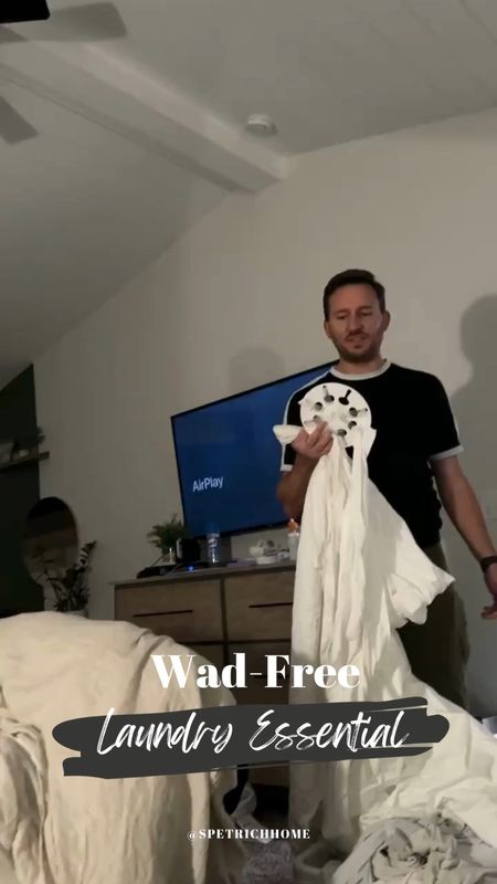 Okay friends, you HAVE to see this! 😂 I got this "Wad-Free" gadget to help with the laundry, and Hans seriously couldn't believe how game-changing it is! No more tangled blankets or bunched-up duvet covers. Plus, they're coming out cleaner and drying faster.

#momhack #laundryhack #dryer #laundryroom #cleaning 

#LTKfamily #LTKVideo #LTKfindsunder50