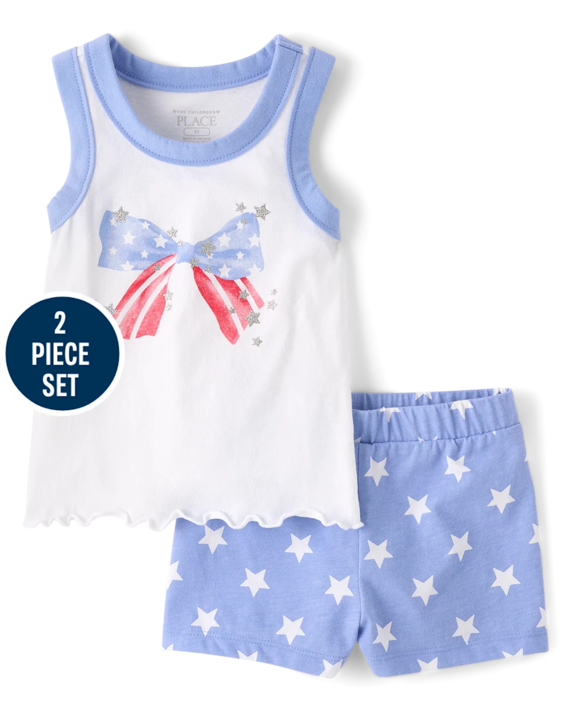 Toddler Girls Glitter Americana 2-Piece Outfit Set - white | The Children's Place