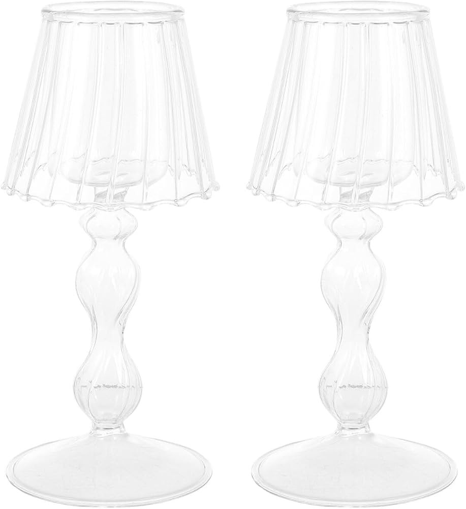 Angoily Candle Holder Set, 2PCS Candle Lamp Crystal Candle Holders, Candlestick Home Decoration O... | Amazon (US)
