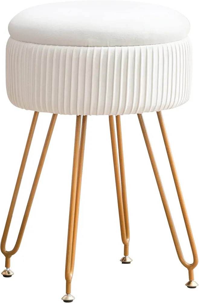 Zoopolyn Ottoman Foot Rest Velvet Vanity Round Footrest with Metal Legs Upholstered Chairs for Ma... | Amazon (CA)