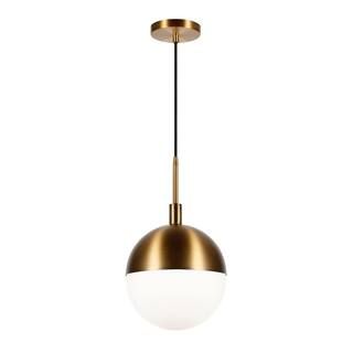 Meyer&Cross Orb 1-Light Large Globe Brass and Frosted Glass Pendant PD0333 | The Home Depot