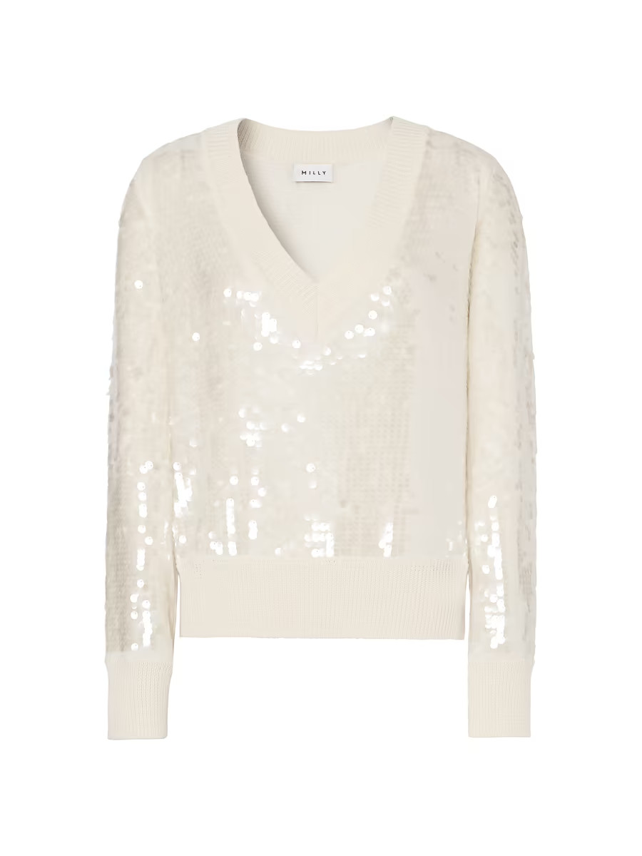 Ilaria Sequined V-Neck Sweater | Saks Fifth Avenue