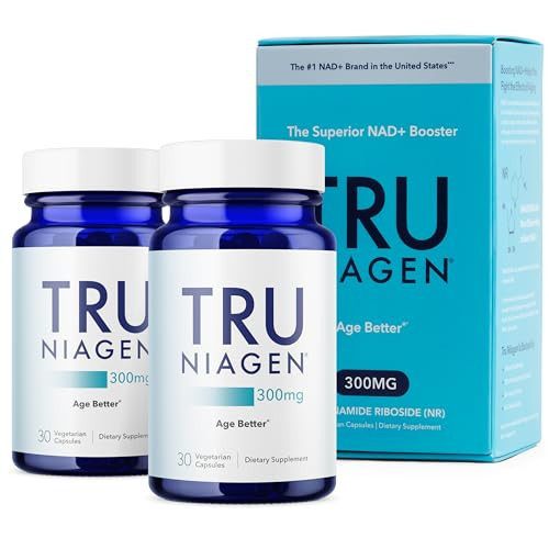 TRU NIAGEN Patented NAD Supplement for Anti Aging and Cell Regeneration, 300mg Niagen, 30 Servings | Supports Cellular Energy, Brain, Muscle | Nicotinamide Riboside (NR) Take 1 Daily | 2 Bottles | Amazon (US)