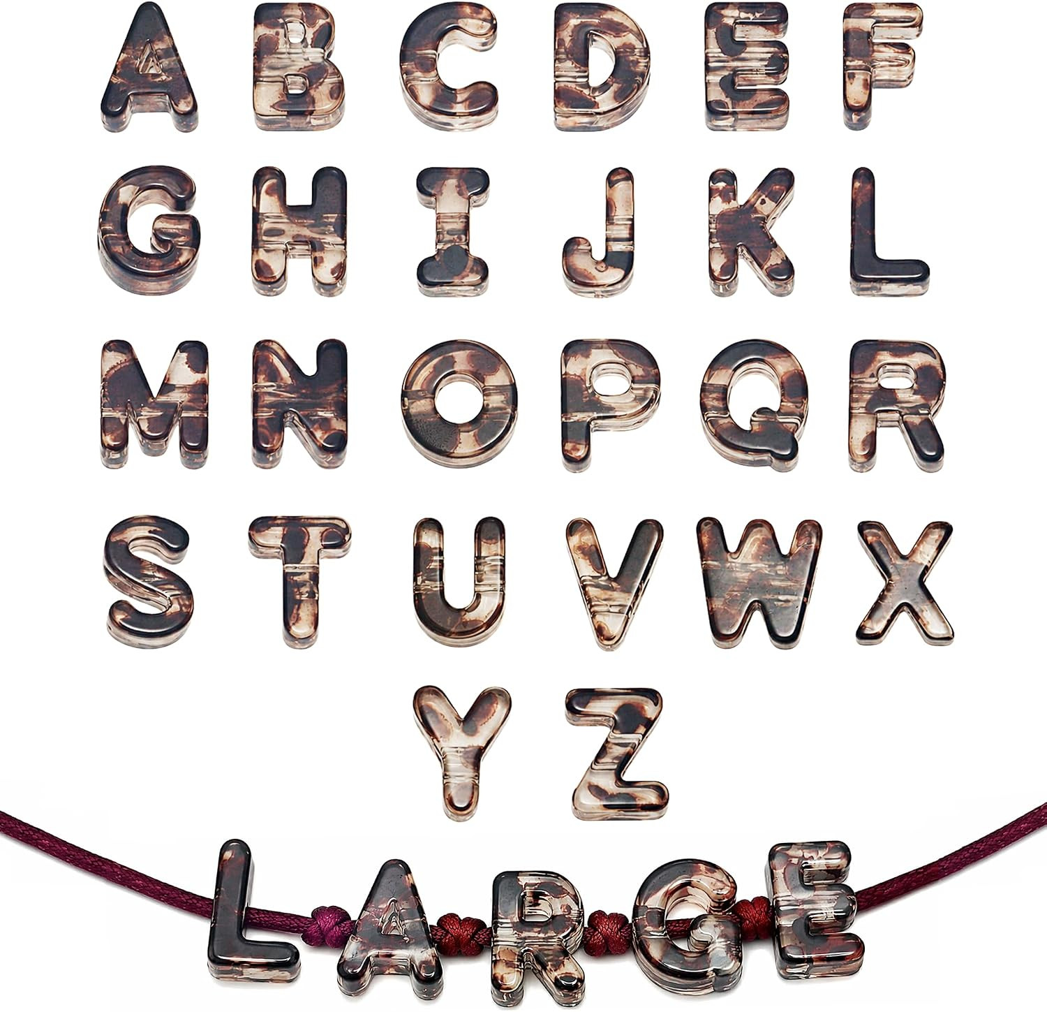 Leovqn 26Pcs Chunky Letter Beads Large Hole Acrylic Bubble Alphabet Beads | Amazon (US)
