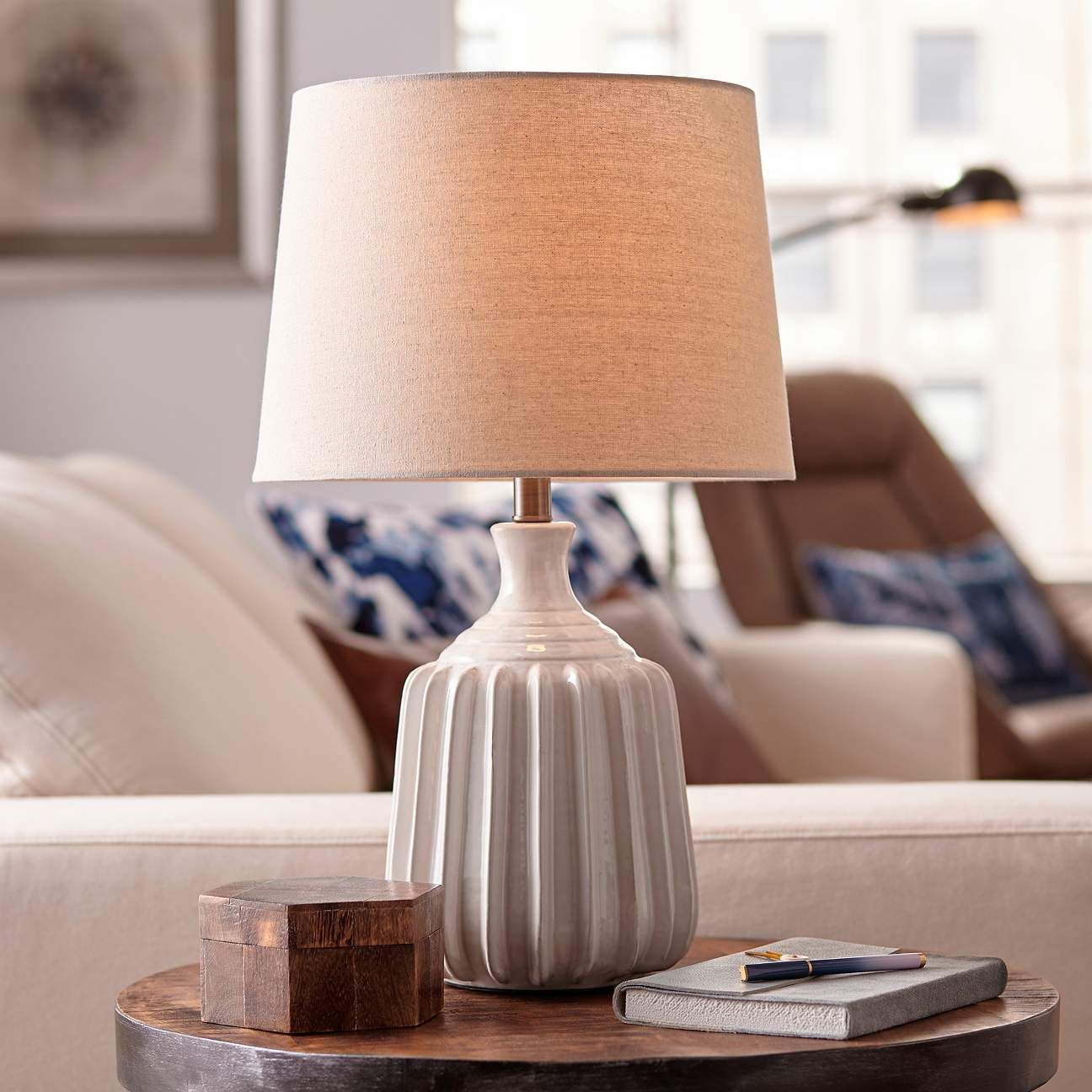 Logan Ribbed Ceramic Modern Table Lamp by 360 Lighting | Lamps Plus