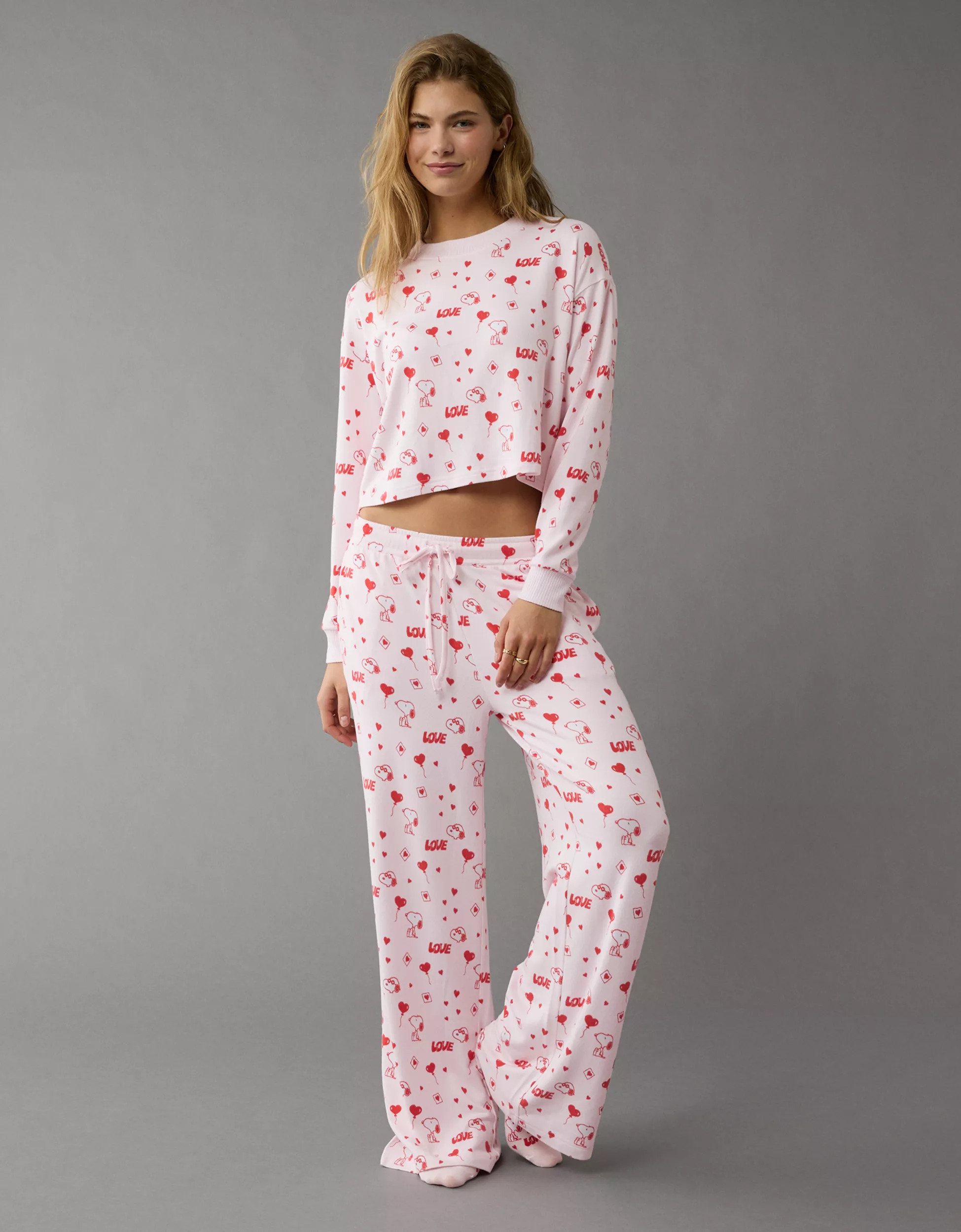 AE Snoopy Valentine's Day Plush Pants PJ Set | American Eagle Outfitters (US & CA)
